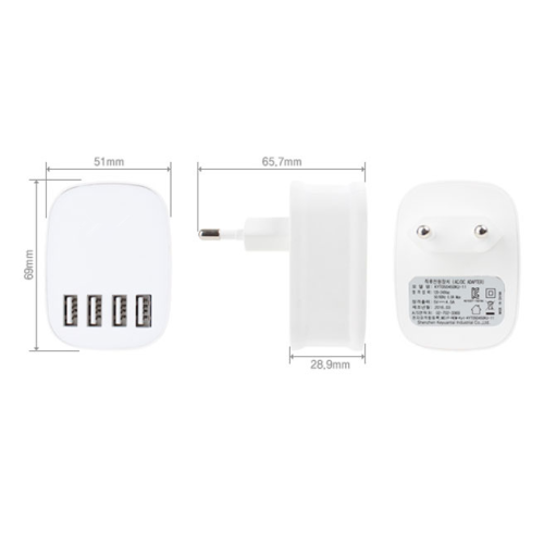 mobile handset travel usb charger, 5V 4.5A 4 USB mobile phone chargers 6s, power bank usb charger with CE FCC ROHS KC